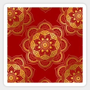 Gold Mandala Resting On A Red Background Magnet